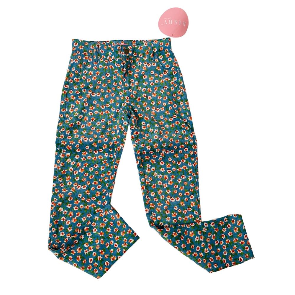 NWT Bisby Size 14 Blue Floral Twiggy Cords
